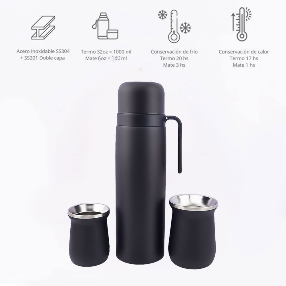 Credrink Complete Yerba Mate Set - 32oz&8oz&6oz Modern Mate Gourd Thermos Bombilla and Cleaning Brush Included - All Premium Quality 304 18/8 Stainless Steel