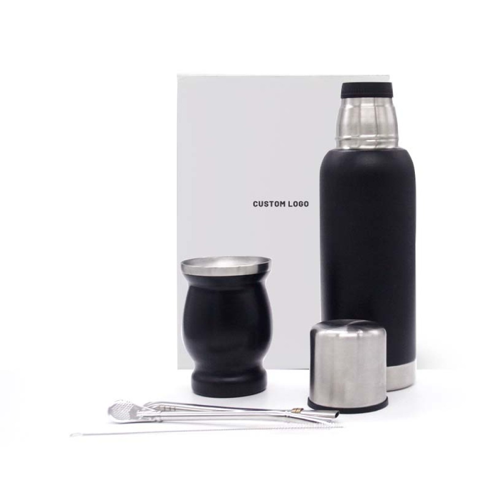 Credrink Complete Yerba Mate Set - 500ml slim thermos&8oz Modern Mate Gourd cup Bombilla and Cleaning Brush Included - All Premium Quality 304 18/8 Stainless Steel