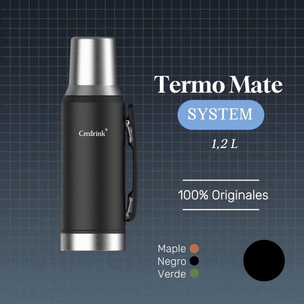 Ensemble complet de maté Credrink - Thermos maté de 1200 ml et tasse à maté moderne de 8 oz Bombilla et brosse de nettoyage incluses - Tout en acier inoxydable 304 18/8 de qualité supérieure