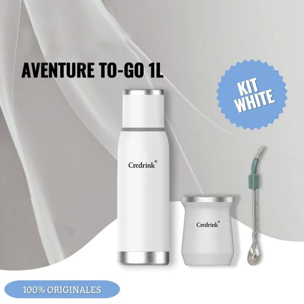 Credrink Complete Yerba Mate Set - 1000ml mate thermos&8oz Modern Mate Gourd cup with Bombilla and Cleaning Brush Included - All Premium Quality 304 18/8 Stainless Steel