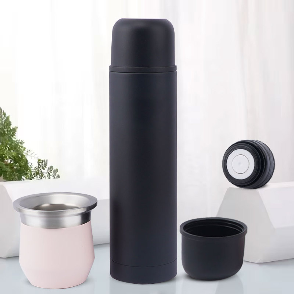 Ensemble complet de maté Credrink - Thermos normal de 750 ml et nouvelle tasse à maté moderne de 270 ml Bombilla et brosse de nettoyage incluses - Tout en acier inoxydable 304 18/8 de qualité supérieure