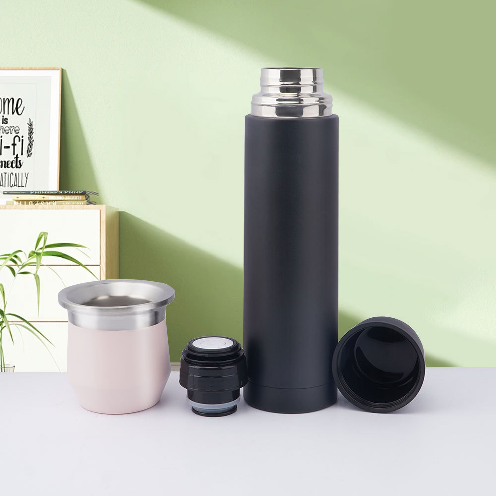 Ensemble complet de maté Credrink - Thermos normal de 750 ml et nouvelle tasse à maté moderne de 270 ml Bombilla et brosse de nettoyage incluses - Tout en acier inoxydable 304 18/8 de qualité supérieure
