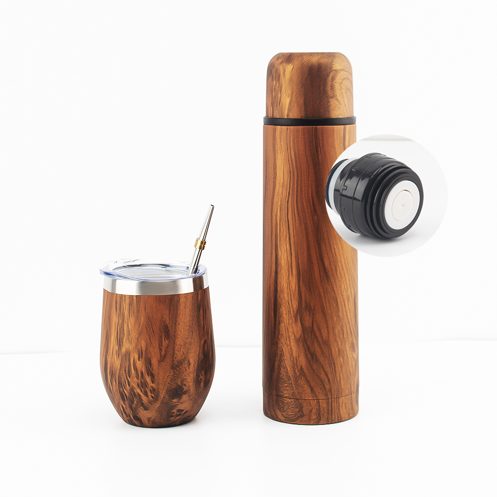 Credrink Complete Yerba Mate Set -1L thermos &12oz Modern Mate Gourd, Thermos, Bombilla and Cleaning Brush Included - All Premium Quality 304 18/8 Stainless Steel 