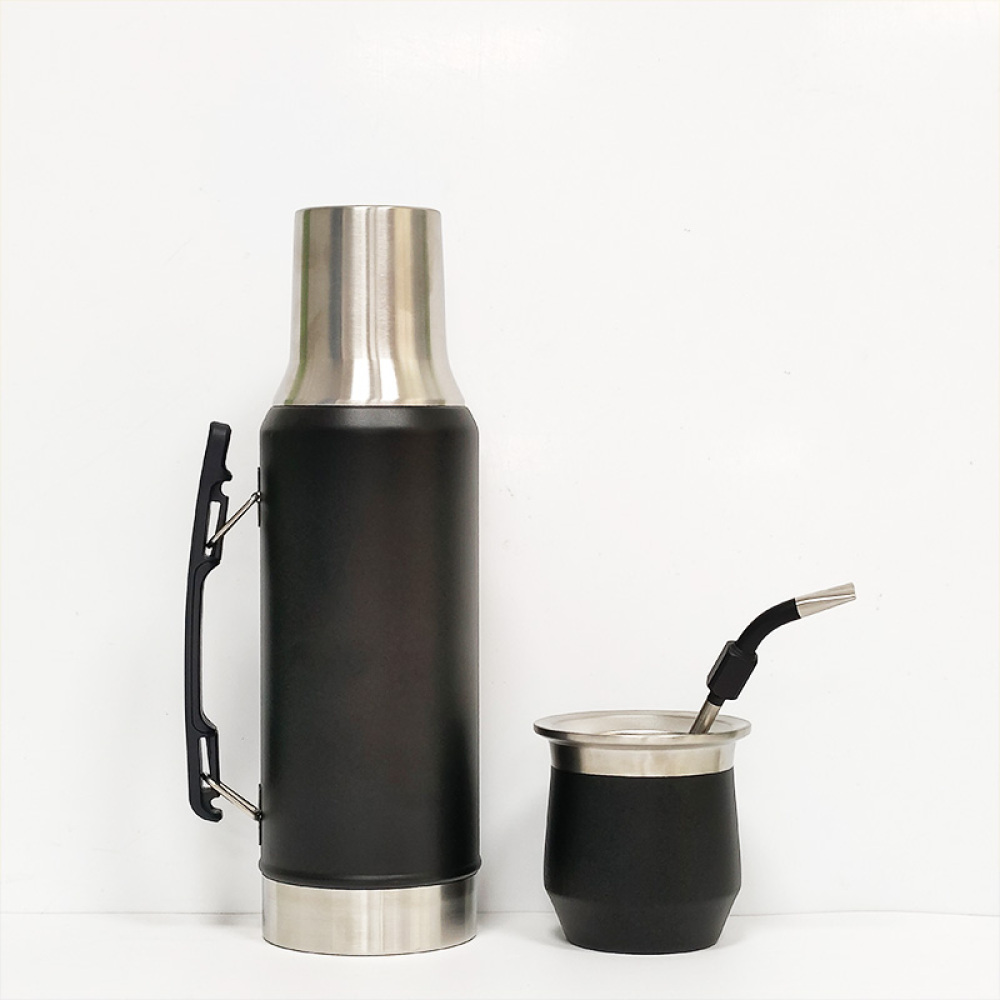 Набор термосов Credrink Yerba Mate, 1.2 л термос для мате, чашка объемом 8 унций, нержавеющая сталь, чашка для мате с 1 бомбильей, вакуумная изоляция, двойные стенки, уникальная чашка для мате, а также набор термосов и бомбильи