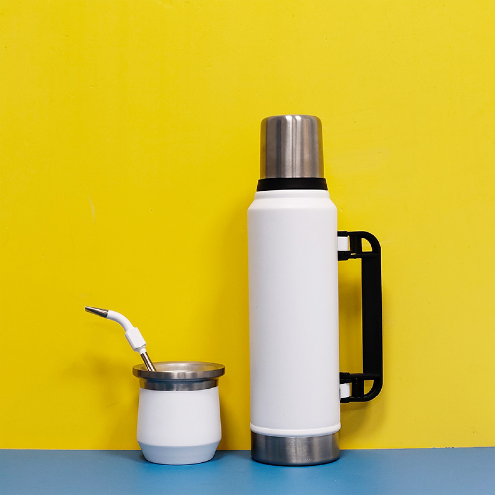 Kit thermos Credrink Yerba Mate Thermos 1.3L Tasse Mate 8oz Tasse Mate en acier inoxydable avec 1 Bombillas Gourde Yerba Mate isolée sous vide à double paroi Tasse Mate unique plus thermo et Bombilla Set