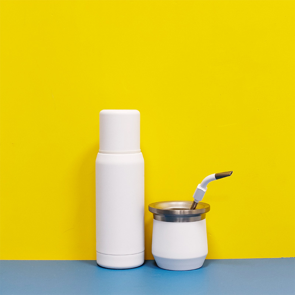 Kit thermos Credrink Yerba Mate 500 ml Thermos Mate 8 oz Tasse Mate en acier inoxydable avec 1 Bombillas Gourde Yerba Mate isolée sous vide à double paroi Tasse Mate unique plus thermo et Bombilla Set