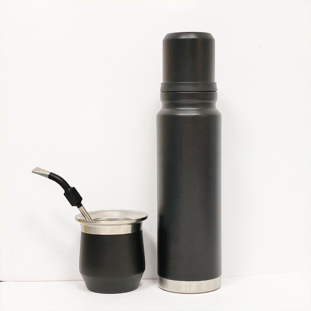 Набор термосов Credrink Yerba Mate, 1.0 л термос для мате, чашка объемом 8 унций, нержавеющая сталь, чашка для мате с 1 бомбильей, вакуумная изоляция, двойные стенки, уникальная чашка для мате, а также набор термосов и бомбильи