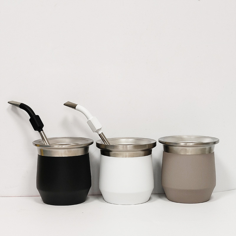 Kit thermos Credrink Yerba Mate Tasse de 8 oz Tasse à maté en acier inoxydable avec 1 bombilla Gourde à maté Yerba isolée sous vide à double paroi Tasse à maté unique plus thermo et ensemble bombilla