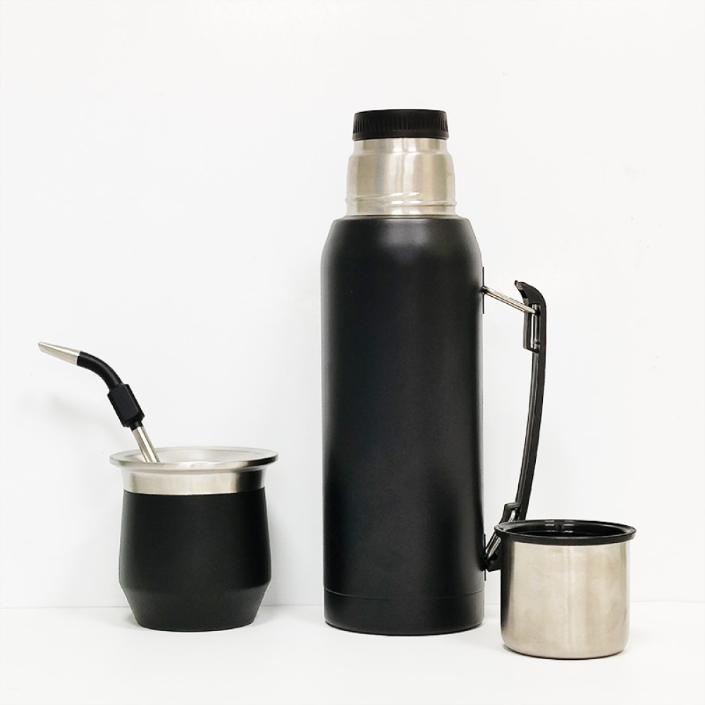 Kit thermos Credrink Yerba Mate Thermos 1L Tasse Mate 8oz Tasse Mate en acier inoxydable avec 1 Bombillas Gourde Yerba Mate isolée sous vide à double paroi Tasse Mate unique plus thermo et Bombilla Set