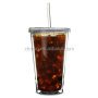 16OZ Double Wall Plastic Cups - BPA Free Clear Plastic Tumblers with Lid and Straw