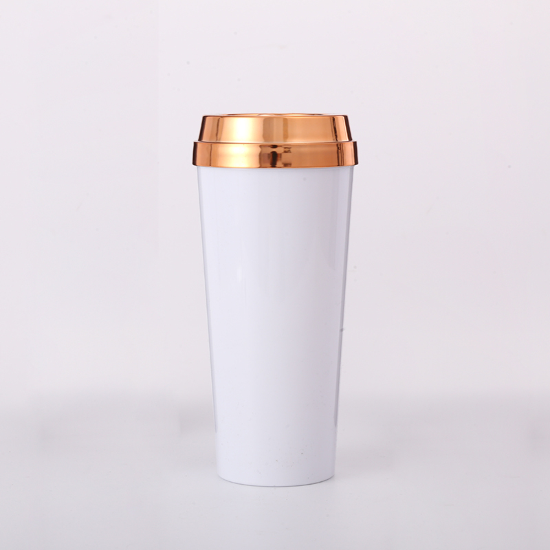 Custom Printing Eco Friendly 500ML Plastic Double Wall Travel Mug Coffee Cup