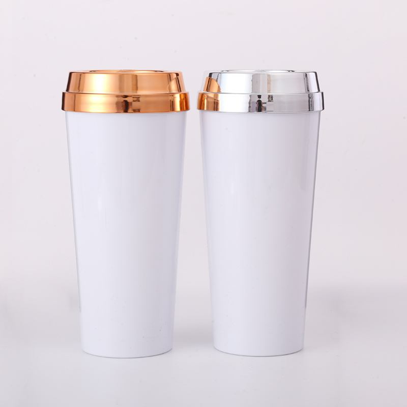 Custom Printing Eco Friendly 500ML Plastic Double Wall Travel Mug Coffee Cup