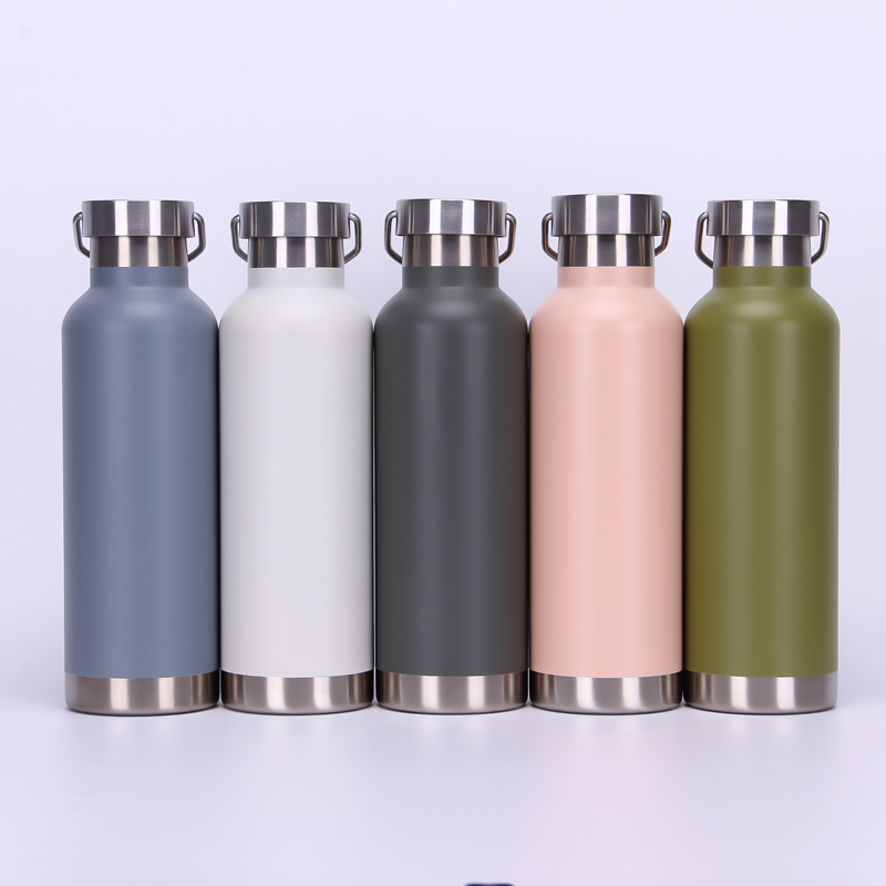 Powder Coating 750 ML Double Wall Vacuum Insulated Stainless Steel Sports Bottle Travel Water Bottle With Handle