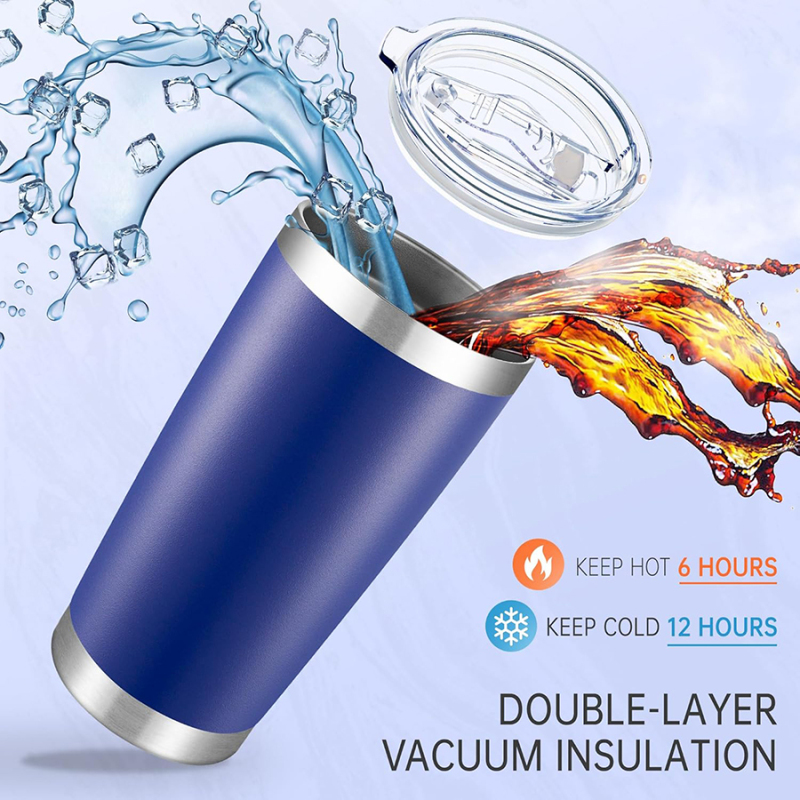 Wholesale Blue 20OZ Travel Coffee Mugs Double Wall Stainless Steel Water Bottle Vacuum Insulated Travel Coffee Tumbler with Lid