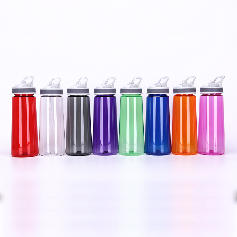 700ml Recycled Clear Plastic Sport Water Bottle with Straw Bpa Free