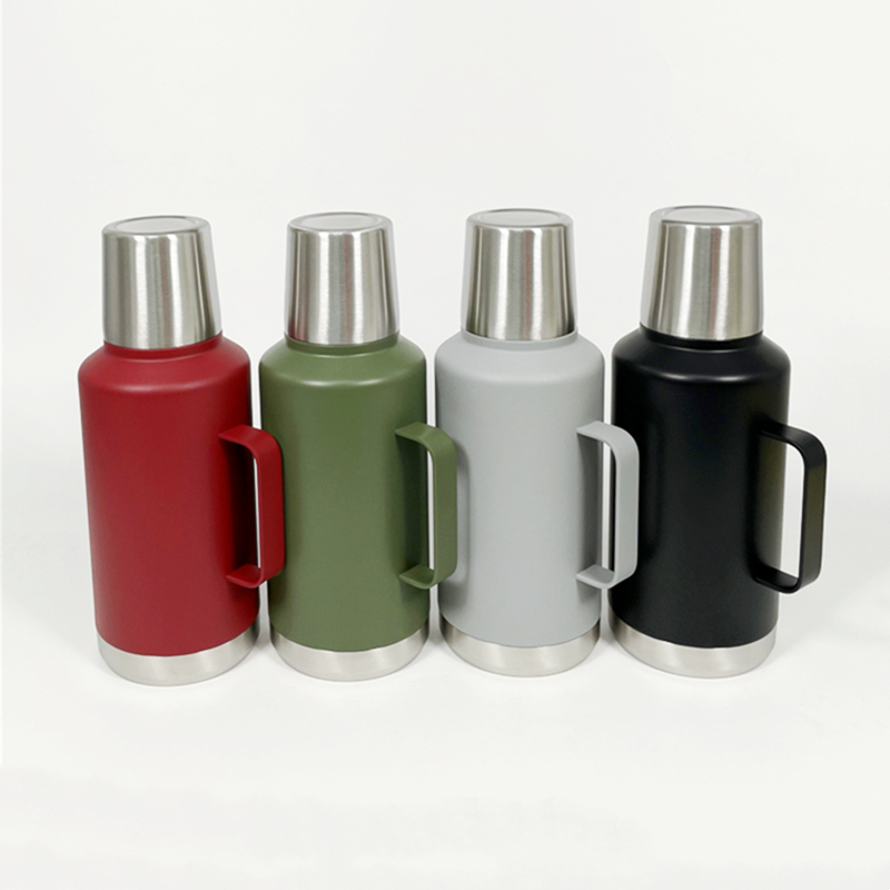 Customized Logo Large Capacity 1000/1600/2000ml Double Wall Vacuum Insulated Stainless Steel Water Bottle With Lid and Handle