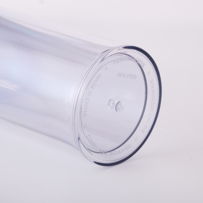 18oz Wholesale Double Wall Plastic Tumbler With Lid and Straw Clear