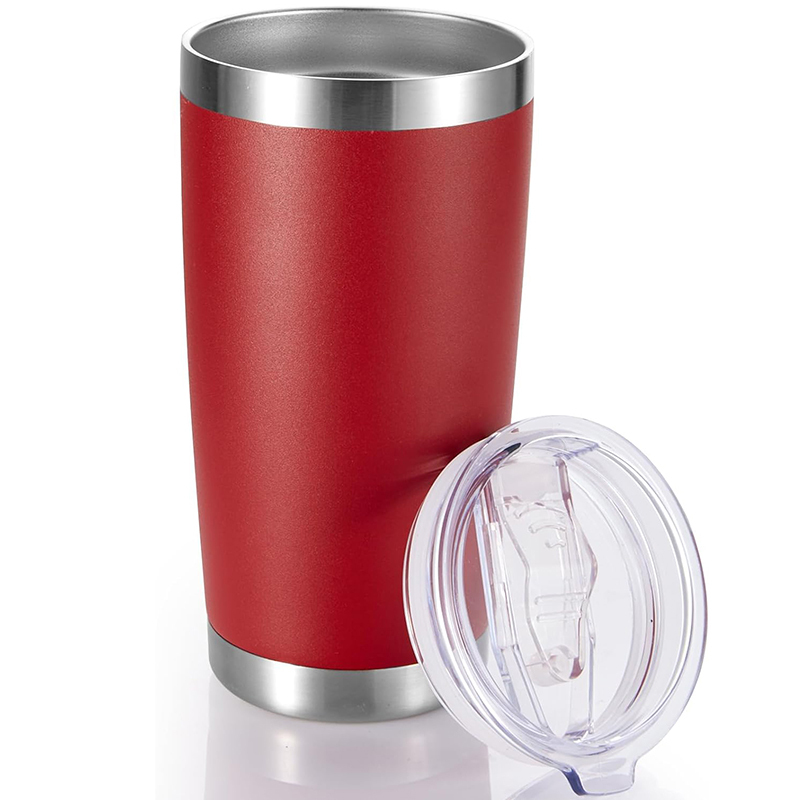 Red 20OZ Stainless Steel Tumbler Double Wall Vacuum Insulated Water Bottle Powder Coated Painting Travel Cups for Outdoor
