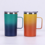 Custom 500ML Travel Coffee Cups Stainless Steel Double Wall Vacuum Insulated Travel Mugs with Stainless Steel Handle