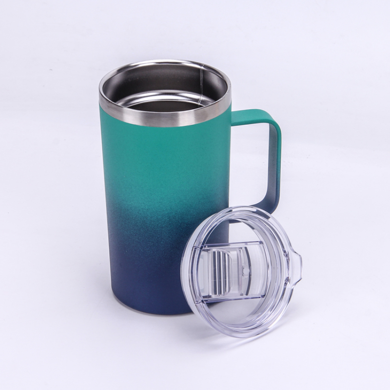 Custom 500ML Travel Coffee Cups Stainless Steel Double Wall Vacuum Insulated Travel Mugs with Stainless Steel Handle