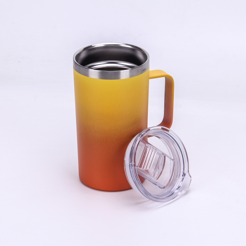 Custom 500ML Travel Coffee Cups Stainless Steel Double Wall Vacuum Insulated Travel Mugs with Stainless Steel Handle