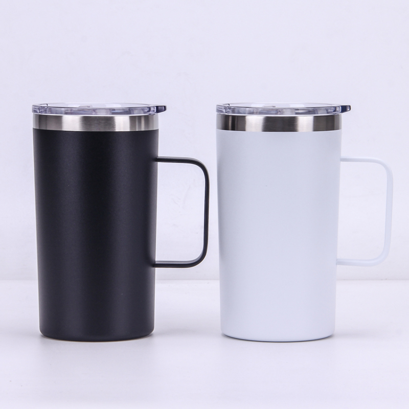 Custom 500ML Travel Coffee Cups Stainless Steel Double Wall Vacuum Insulated Travel Mugs with Stainless Steel Handle