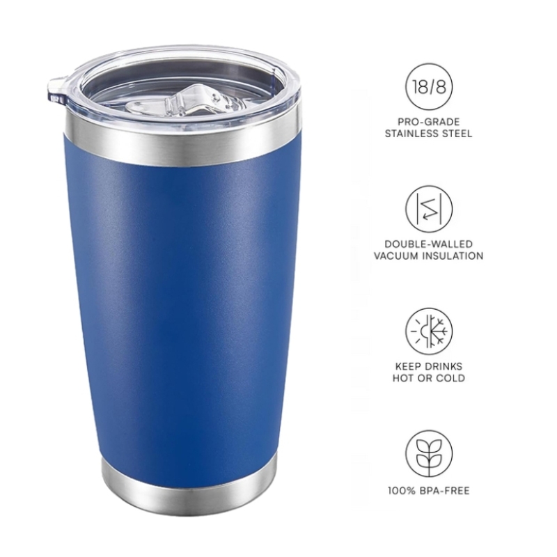 Hot sale Navy 20oz Travel Coffee Tumbler Stainless Steel Insulated Water Bottle Vacuum Insulated Cups with Eco Friendly Lid