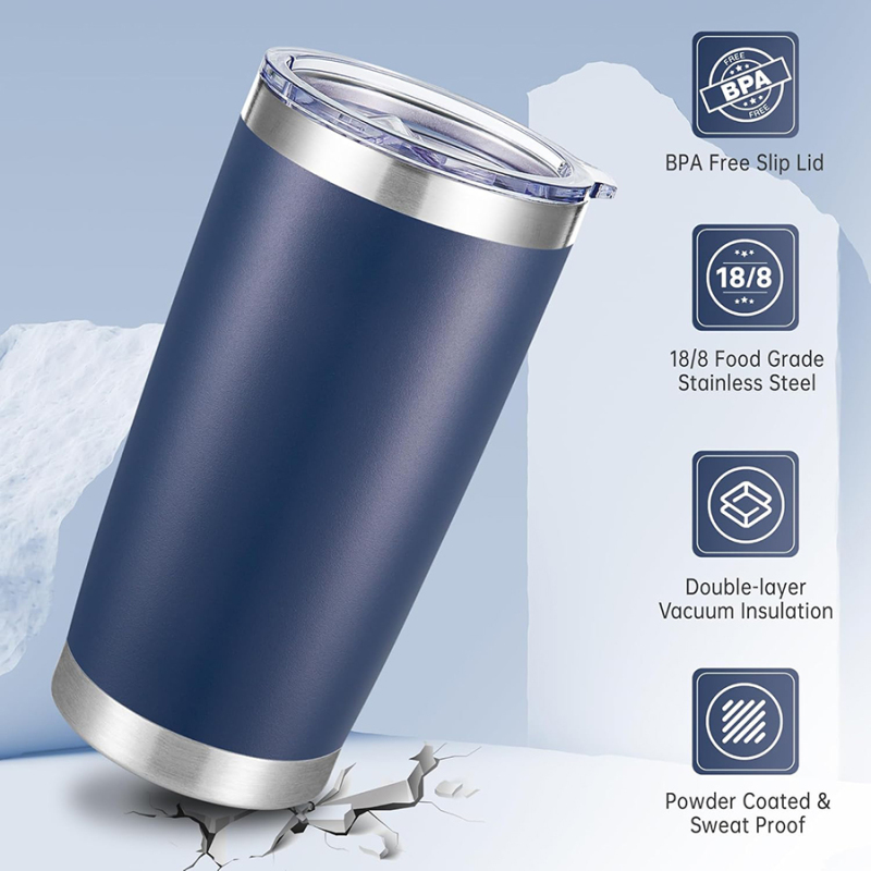 Hot sale Navy 20oz Travel Coffee Tumbler Stainless Steel Insulated Water Bottle Vacuum Insulated Cups with Eco Friendly Lid