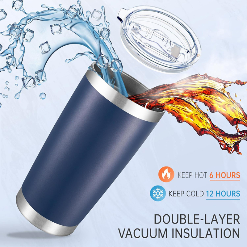 Hot sale Navy 20oz Travel Coffee Tumbler Stainless Steel Insulated Water Bottle Vacuum Insulated Cups with Eco Friendly Lid