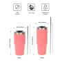 Grinkwell 40OZ Double Wall Stainless Steel Water Bottle Vacuum Flask Insulated Tumblers Beer Mug With Transparent Lid