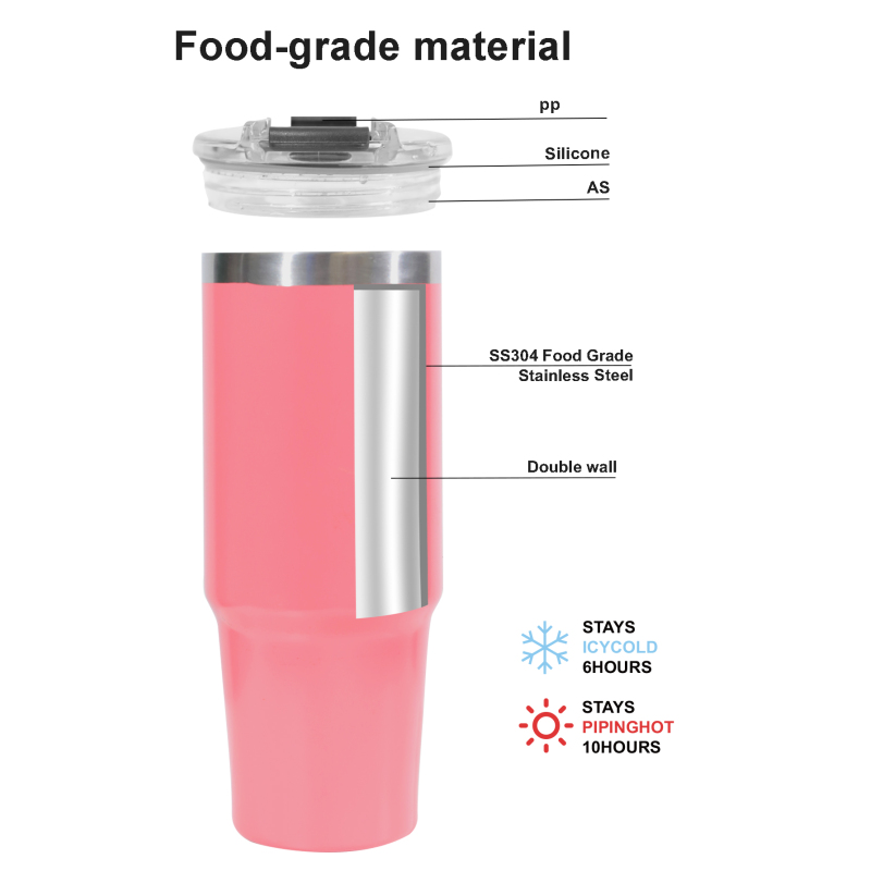 Grinkwell 40OZ Double Wall Stainless Steel Water Bottle Vacuum Flask Insulated Tumblers Beer Mug With Transparent Lid