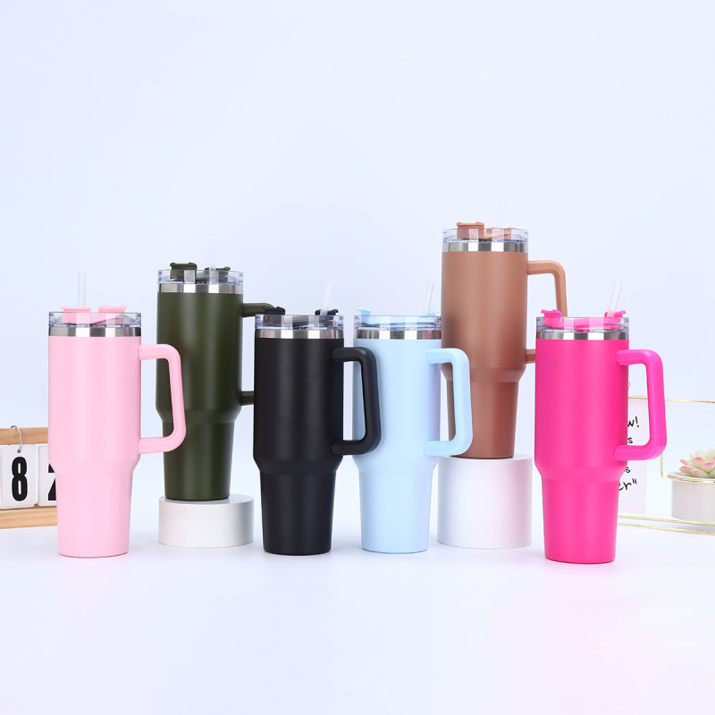 Wholesale Bulk 40 oz Large Capacity Outdoor Travel Double Wall Stainless Steel Hot and Cold Coffee Tumbler With Straw