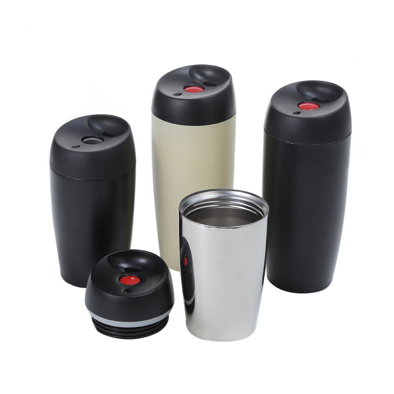 Wholesale Bulk16oz Portable Push-Button Double Wall Stainless Steel Vacuum Insulated Hot and Cold Coffee Thermos