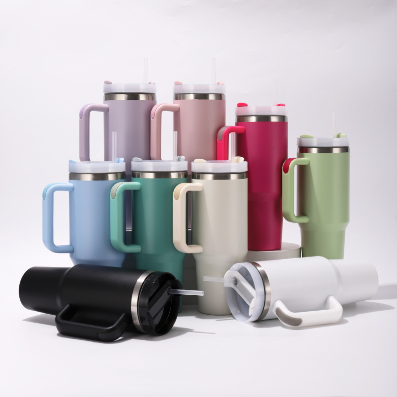 Wholesale 40 oz Stylish Luxury Leakproof Double Wall Stainless Steel Vacuum Hot and Cold Travel Mug With Handle
