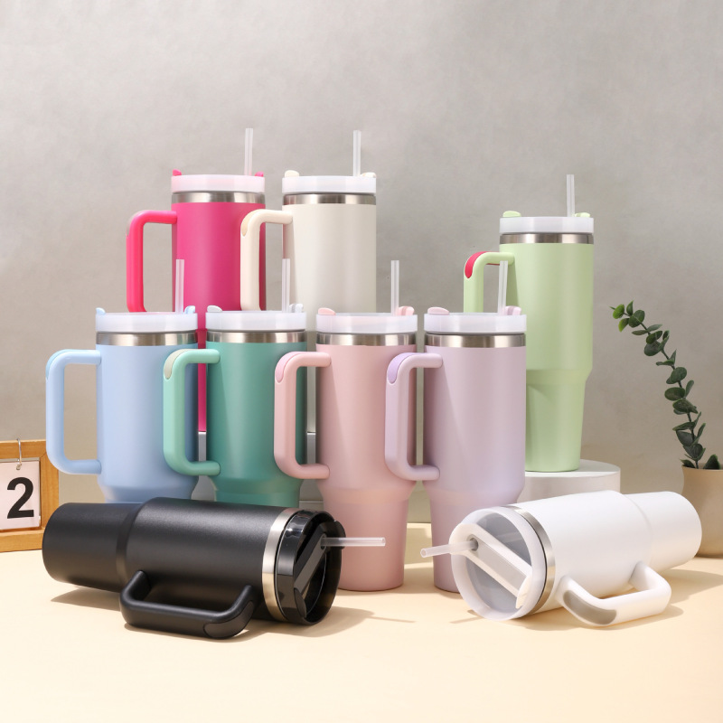 Wholesale 40 oz Stylish Luxury Leakproof Double Wall Stainless Steel Vacuum Hot and Cold Travel Mug With Handle