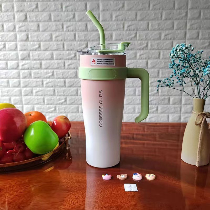 Wholesale Bulk Cheap Price Fashion Unique Handle Cute Double Wall Stainless Steel Vacuum Insulated Bottle Tumbler Flask