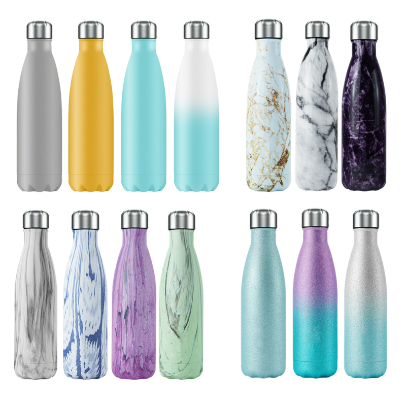 Eco friendly stainless steel tumblers double wall cola water bottles custom pattern sublimation tumbler