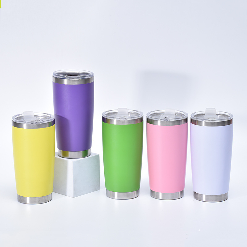 Wholesale 20oz Coffee Mug Double Walled Stainless Steel Tumbler Cups Vacuum Insulated Travel Coffee Tumbler with Straw