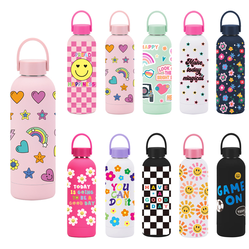 Stock Available 500ml Double-Walled Stainless Steel Insulated Outdoor Sport Water Bottle Portable Handle for Students Children