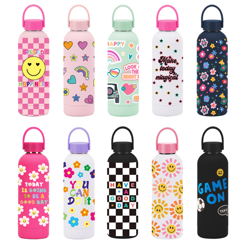 Stock Available 500ml Double-Walled Stainless Steel Insulated Outdoor Sport Water Bottle Portable Handle for Students Children