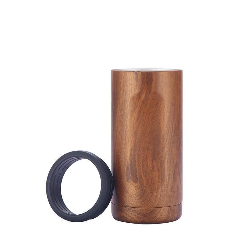12oz Stainless Steel Thermos Cup Creative Wood Grain Portable Car Water Cup Hot Cold Beverages Vacuum Flasks Thermoses