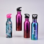 Cross Border Single Wall Stainless Steel Outdoor Sports Drink Cup with Portable Handstraw Tie Dye Design