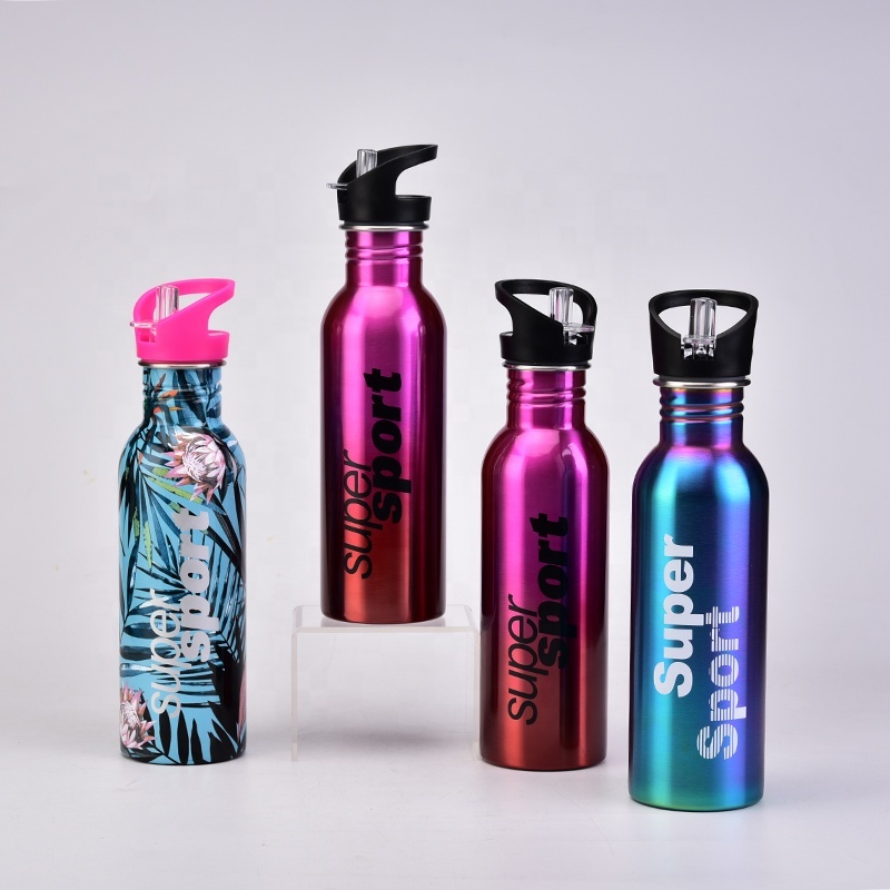 Cross Border Single Wall Stainless Steel Outdoor Sports Drink Cup with Portable Handstraw Tie Dye Design