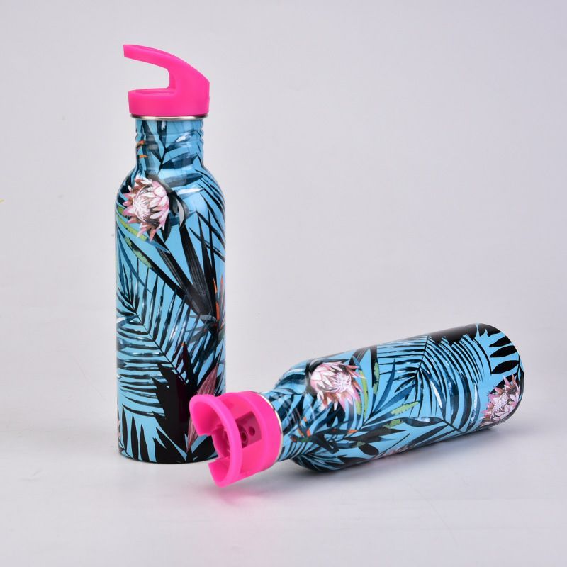Cross Border Single Wall Stainless Steel Outdoor Sports Drink Cup with Portable Handstraw Tie Dye Design