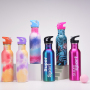 Cross Border Single Wall Stainless Steel Outdoor Sports Drink Cup with Portable Handstraw Tie Dye Design