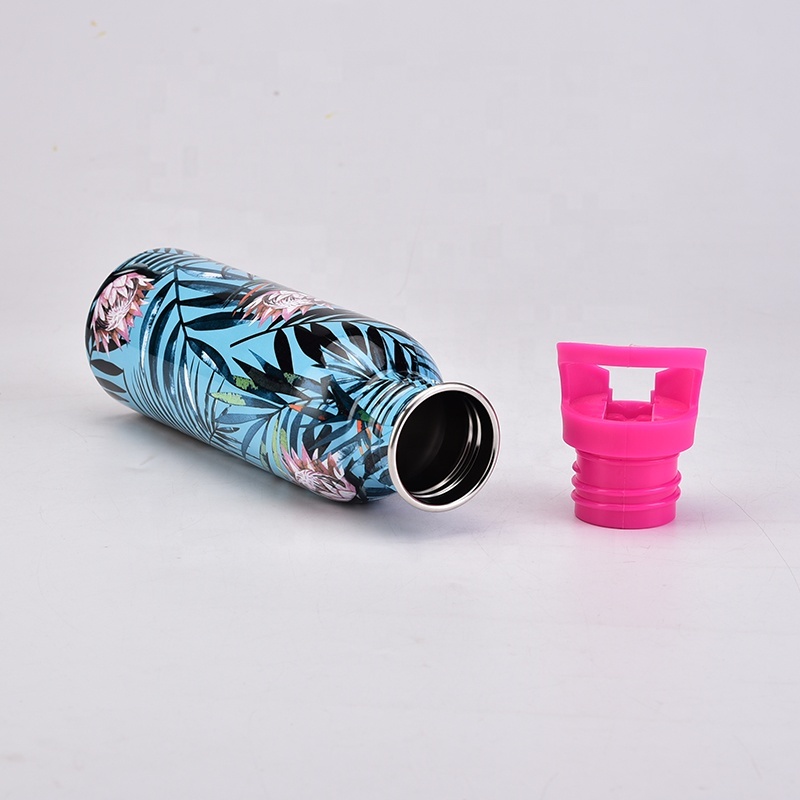 Cross Border Single Wall Stainless Steel Outdoor Sports Drink Cup with Portable Handstraw Tie Dye Design