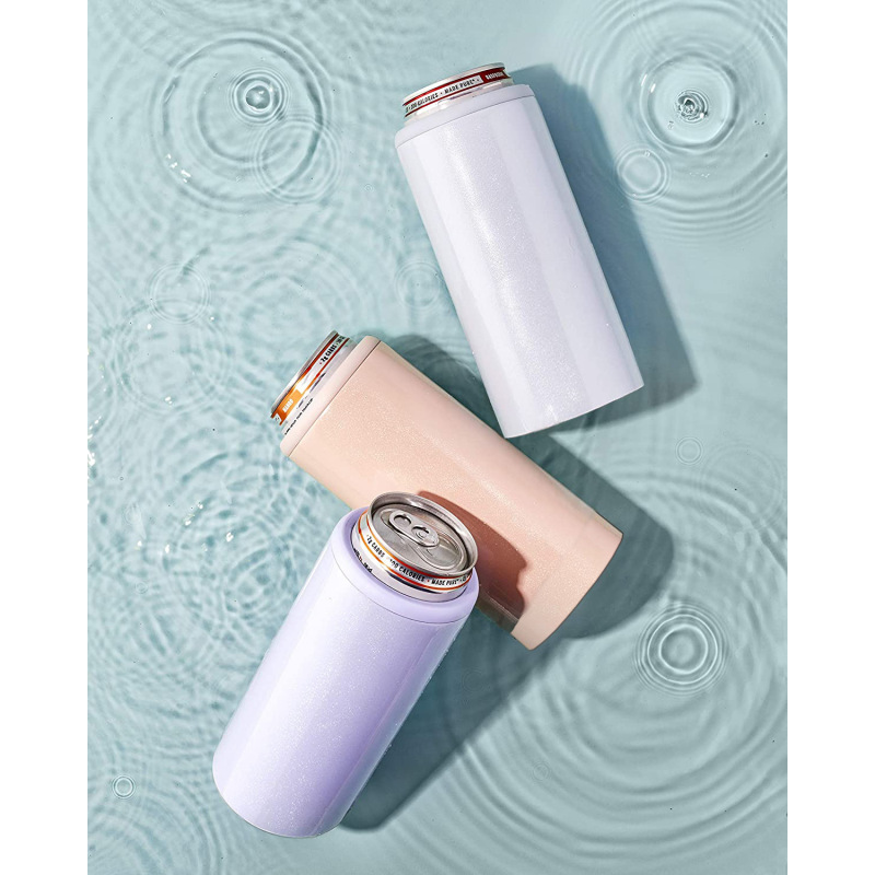 2025 Hot Sell Products 12oz Double Wall Stainless Steel Vacuum Insulated Skinny Tumbler Can Cooler Custom with Transparent Lid