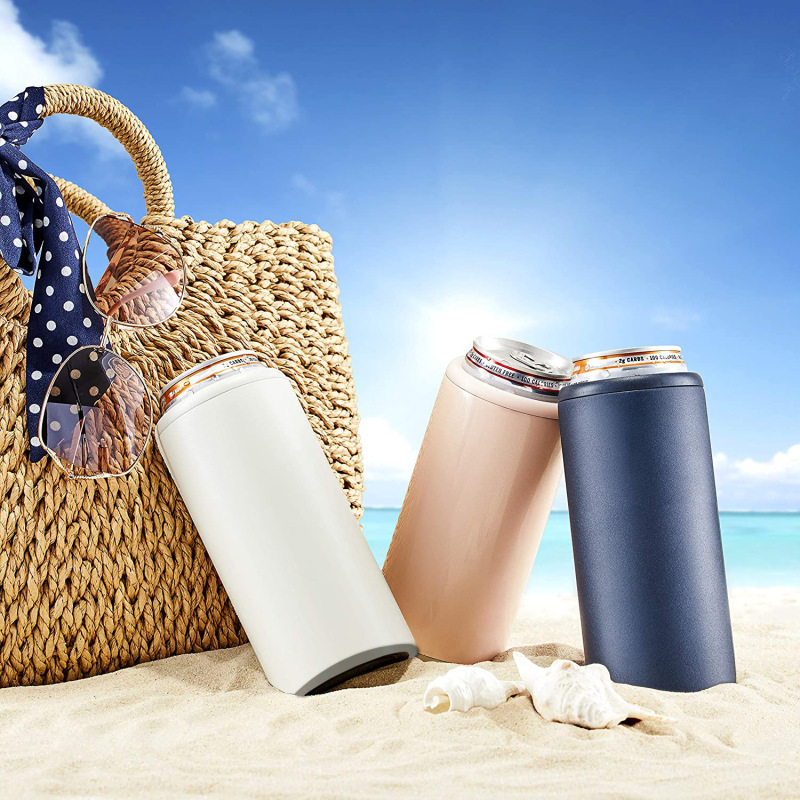 2025 Hot Sell Products 12oz Double Wall Stainless Steel Vacuum Insulated Skinny Tumbler Can Cooler Custom with Transparent Lid
