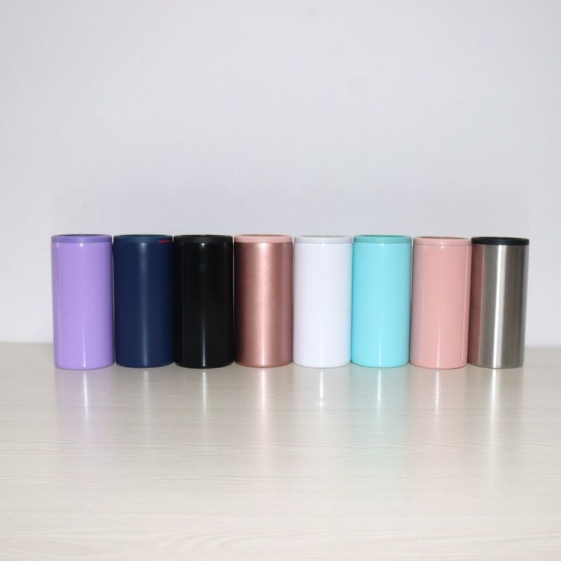 2025 Hot Sell Products 12oz Double Wall Stainless Steel Vacuum Insulated Skinny Tumbler Can Cooler Custom with Transparent Lid