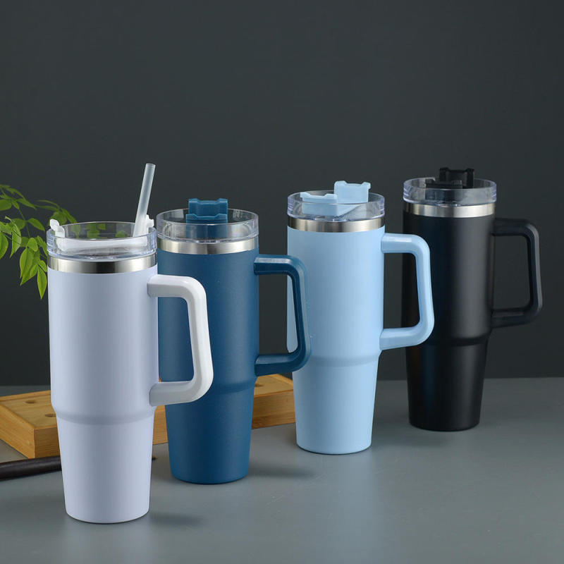 Stanley 30oz Tumbler with Handle Insulated Water Bottle Steel Vacuum Cup Reusable Travel Mug Stanleyyem Cup